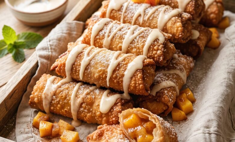 Peach Cobbler Egg Rolls