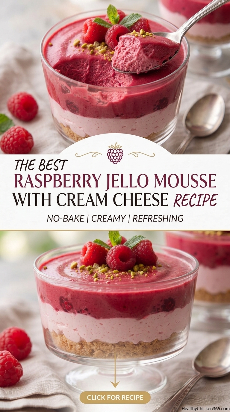 Raspberry Jello Mousse with Cream Cheese