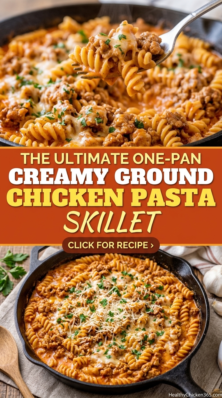 Creamy Ground Chicken Pasta Skillet